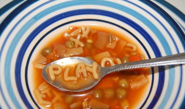 Image result for kid eating alphabet soup