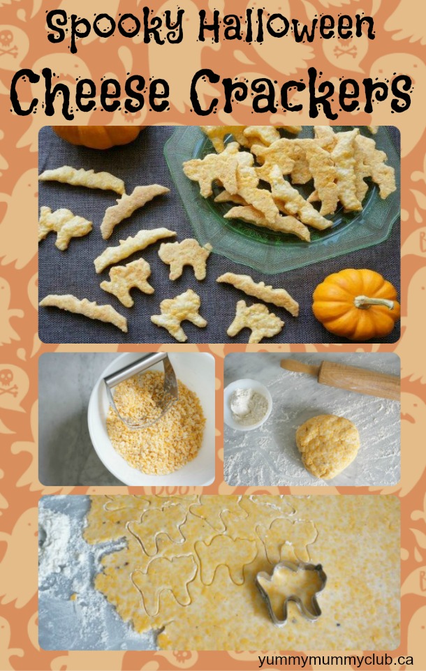 These kid-friendly homemade Halloween cheesy crackers are a great, healthy alternative to sugary candy, and fun for your children to help you make, too! Cheddar gives it a rich, deliciously deep cheese flavour that everyone will love in soups and dipping. | Recipes | Vegetarian | YummyMummyClub.ca