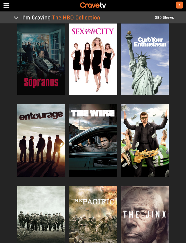 Crave TV HBO selection 