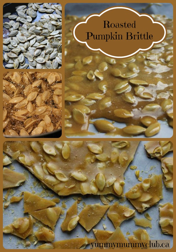 JM - AR After carving the pumpkin, make some Roasted Pumpkin Seed Brittle recipe this Halloween! Not only is this sweet treat delicious on its own, you can use it as a pretty fall garnish for cheesecake or panna cotta. All you need is a candy thermometer! | YMCFood | YummyMummyClub.ca