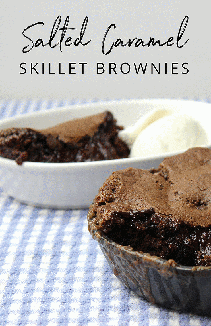 These skillet brownies were delicious for days after baking; it’s the combination of moist brownie batter and rich salted caramel sauce that does the trick. | YMC