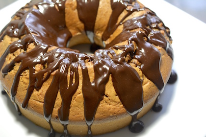 This Espresso Spiked, Chocolate Glazed, Chai Spiced Cake is the perfect storm of flavour that will knock your socks off. A great coffee cake for brunch, guests, or weekends! | YMCFood | YummyMummyClub.ca
