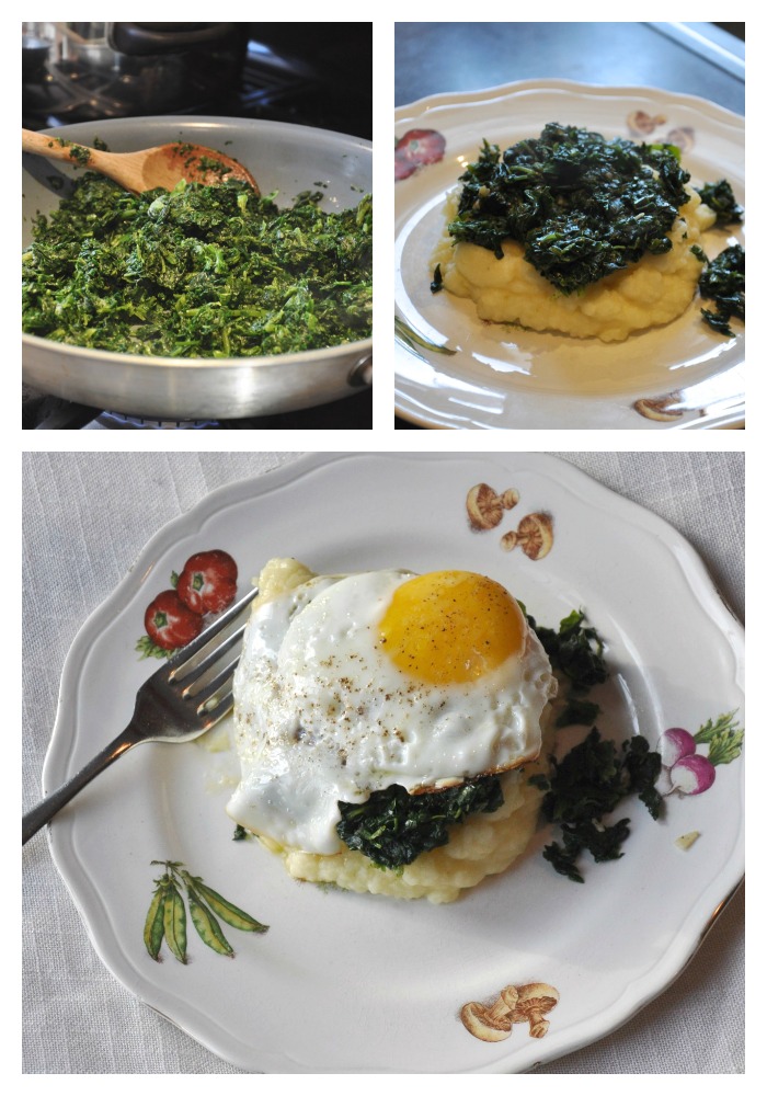 spinach, eggs, potatoes, mashed potatoes, easy dinner, quick meal