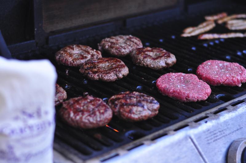 burgers, sea salt, pepper, BBQ, ground chuck, aioli, cheese curds, sausages, caramelized onions, best burger recipe, Around The Table Katja Wulfers