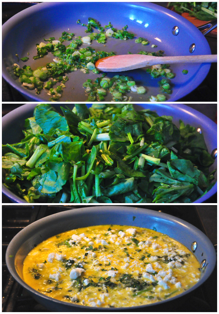 frittata, recipe, spinach, feta, oregano, egg, green onion, easy dinner recipe, quick meals, Around The Table, Katja Wulfers