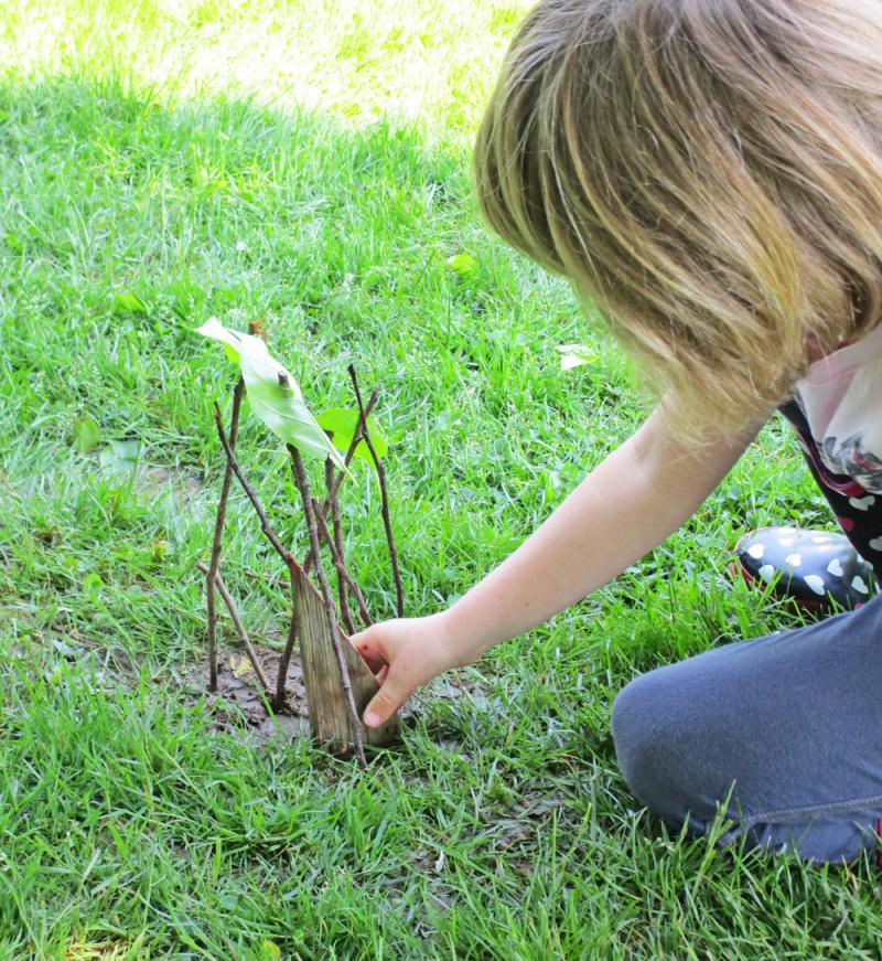 Kids can make nature art with sticks