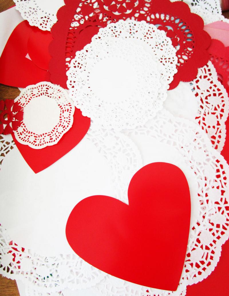 Doilies plus hearts equals Valentine's Day bliss!