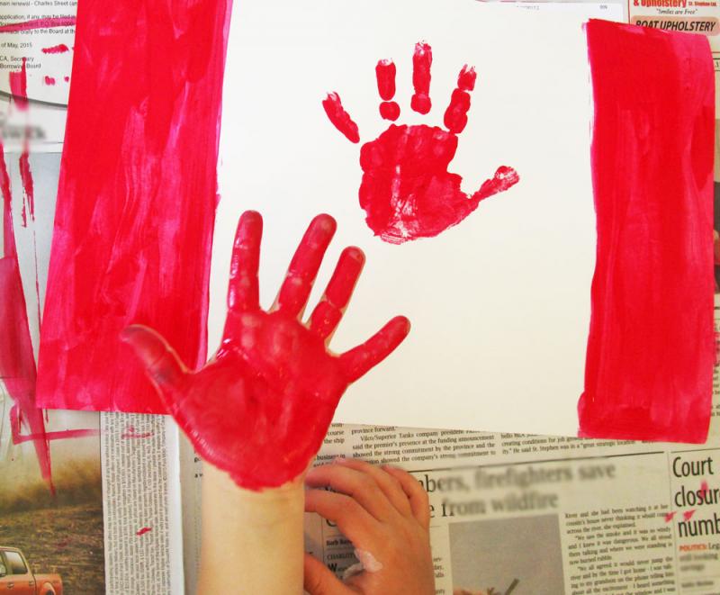 Place a handprint on the middle of the paper.