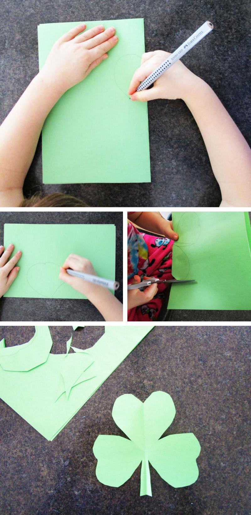 Kids of all ages can make these cute cut-out shamrocks.