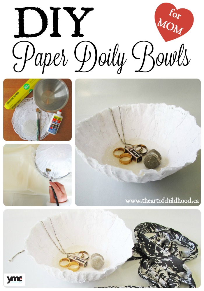 DIY Paper Doily Bowls - make one for your mom!