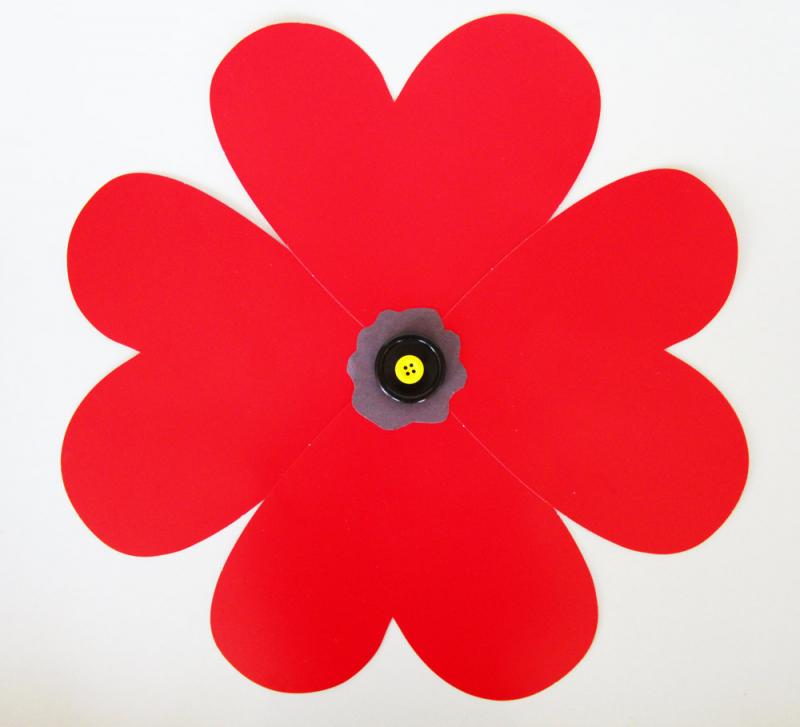 This poppy was made using pre-cut paper hearts.