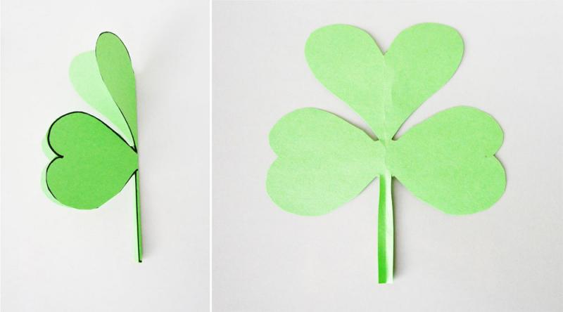 Cut the shamrock out of the paper.
