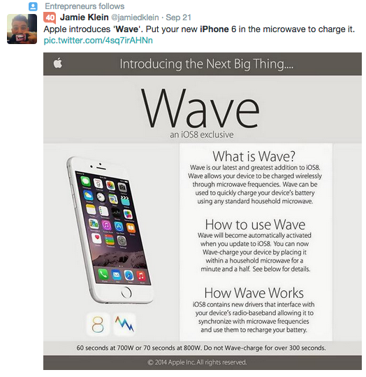 (c) Twitter - 2014 - Apple's New Wave Technology isn't Real.