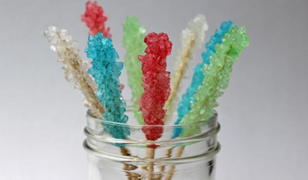 Growing your own rock candy sugar crystals is a delicious science experiment to do with kids