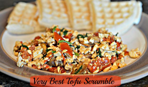 tofu scramble with waffles