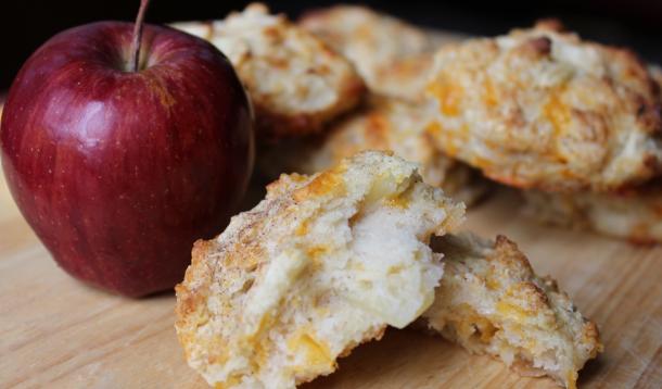 The flavours of apple pie with cheese make these biscuits a family favourite