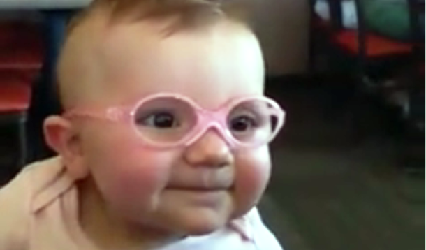 baby gets glasses and sees clearly for first time