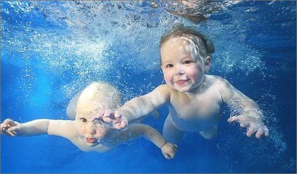 Babies swimming