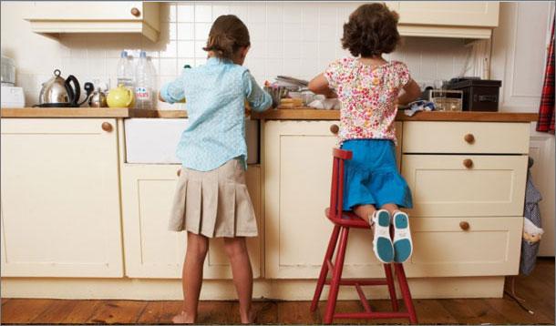 children doing chores