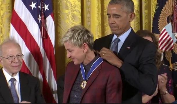 Ellen DeGeneres and President Obama 