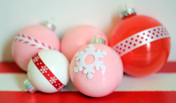 With a little paint and some stickers, you can make your own DIY ornaments to suit your a Christmas decor scheme of your choice! They're easy and frugal. | Holidays | Crafts | YummyMummyClub.ca