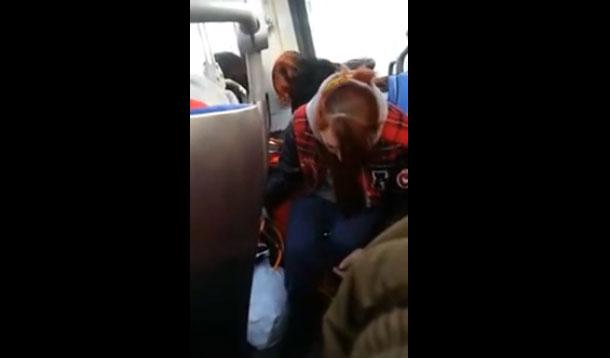 mother falling asleep on bus