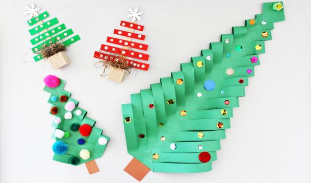 Construction Paper Christmas Tree Craft for Preschoolers