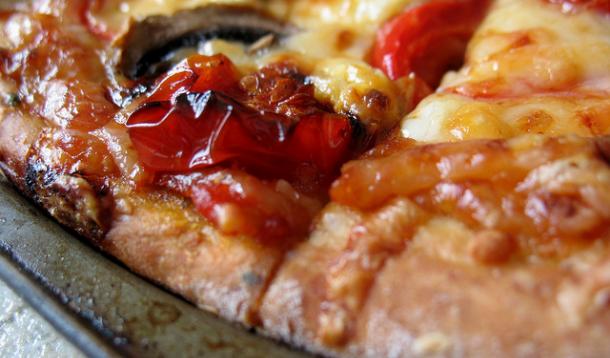 Greek Pizza with Roasted Tomatoes and Garlic Recipe