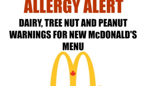 Peanuts, tree nuts and dairy warnings for McDonald's menu items.
