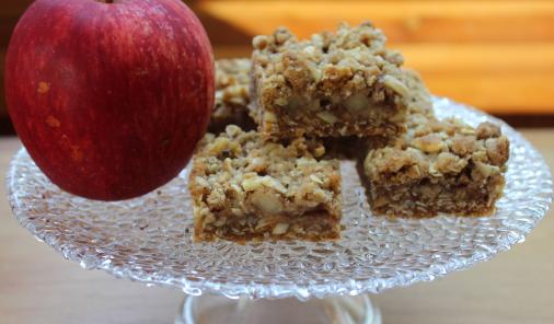 Healthy snack squares with oats, apples and cinnamon