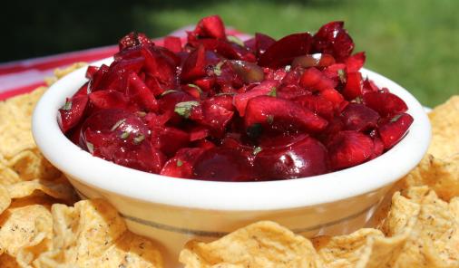 Cherry Salsa is easy and delicious and you don't have to measure the ingredients
