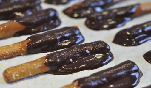 Caramel Chocolate Dipped Pretzels