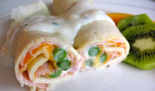 Ham and Asparagus Crepes with Bechamel Sauce Recipe