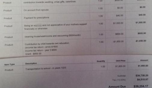 Mom Gives Son Invoice for Services | YummyMummyClub.ca 
