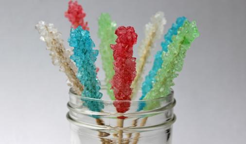 Growing your own rock candy sugar crystals is a delicious science experiment to do with kids