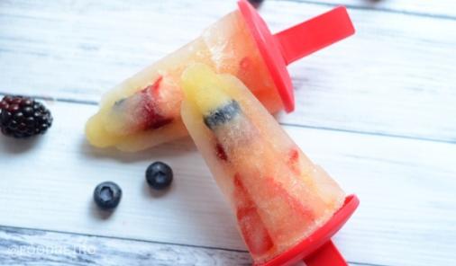 These Sweet and Fruity White Wine Sangria Popsicles make a great, lightly alcoholic summer treat for adults!