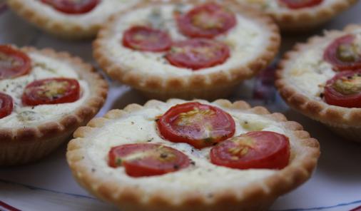 Ripe tomatoes and tangy chevre make delicious tart filling