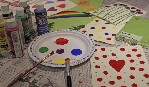 Kids can paint Swedish dishcloths for a much-appreciated gift