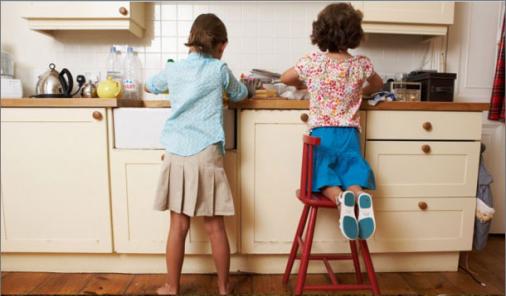 children doing chores