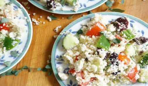 Greek Salad with Cauliflower Couscous 