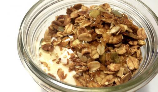 Homemade Nutty Crunchy Coconut Granola - jam packed with protein, fiber, and omega fatty acids, and you can whip it up in about 20 minutes flat. | Recipes | YMCFood | YummyMummyClub.ca