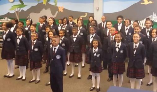 kids choir singing Pharrell's song Happy