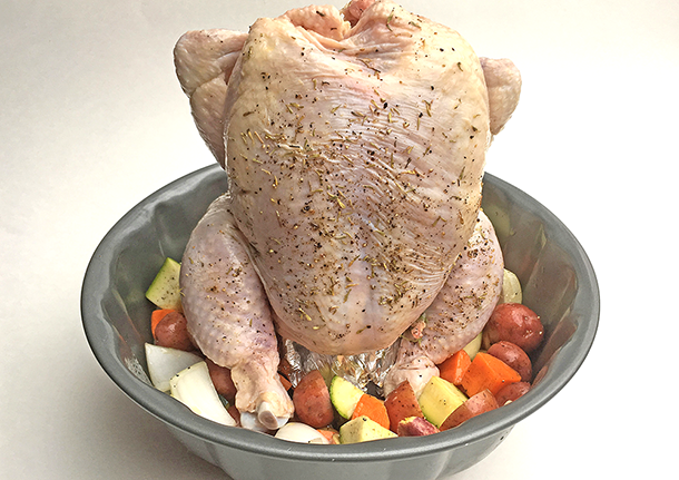  Make this amazingly delicious roast chicken and vegetables recipe with the help of a Bundt pan - no beer can required. | YMC