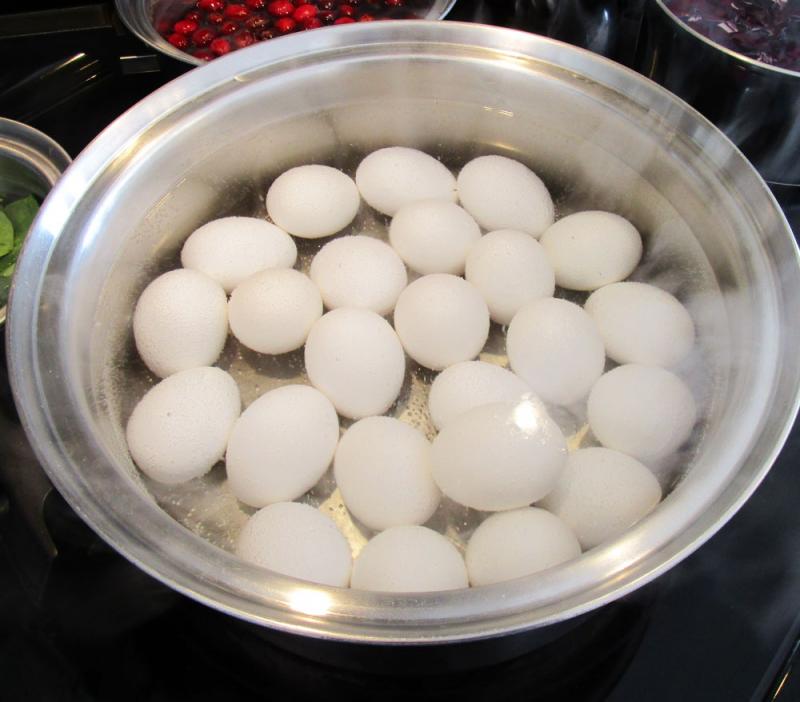 Boil the eggs.