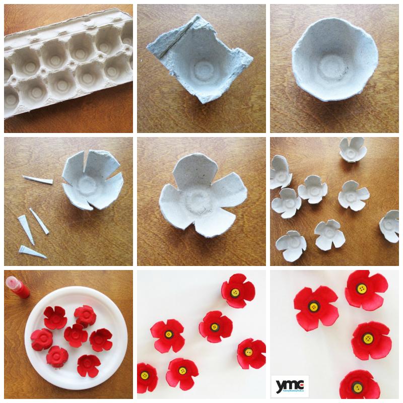 How to make poppies out of egg cartons.